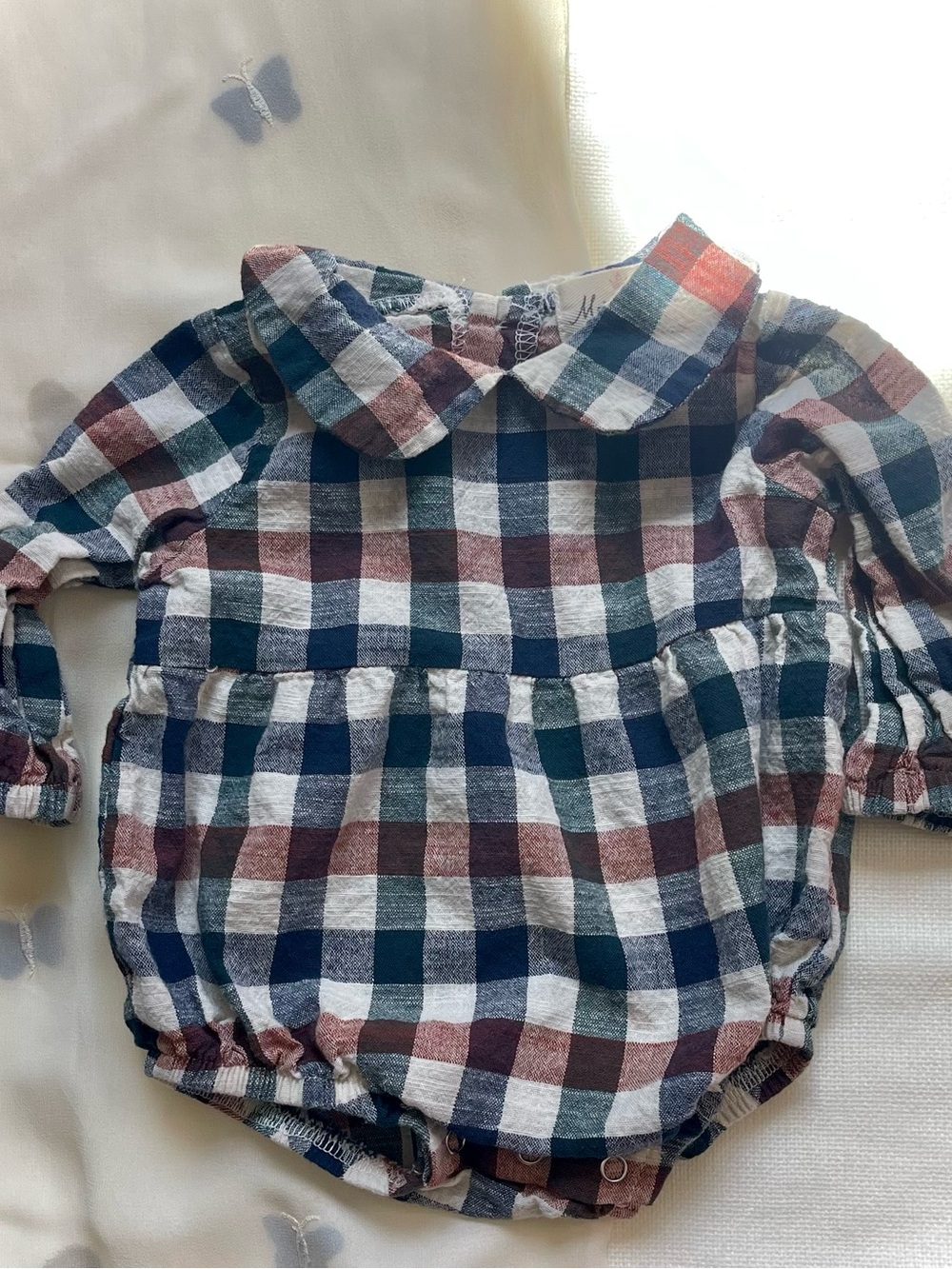Southern Heirloom Traditional Plaid Long-Sleeve Bubble Baby One-Piece for Fall